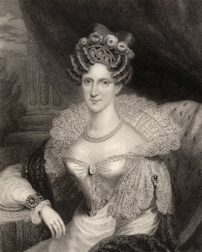الأميرة أديلايد من ساكس كوبورغ مينينجن ، محفورة من قبل HR Cook (fl.1813-47) ، من "معرض الصور الوطنية ، المجلد الرابع" ، تم نشرها عام 1835 بواسطة هنري داو