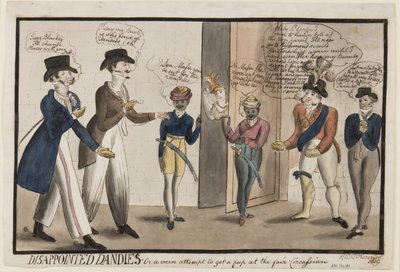 المتخبطون المحبطون: أو محاولة عبثية لإلقاء نظرة خاطفة على معرض شركسي ، 1819 (قلم ، فرشاة ، حبر ومرحاض على ورق) بواسطة هنري EO أوكونور