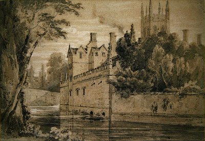 Magdalen College - منظر على Cherwell متجهًا نحو الجسر (قلم رصاص وألوان مائية على ورق) بواسطة هنري إدريدج