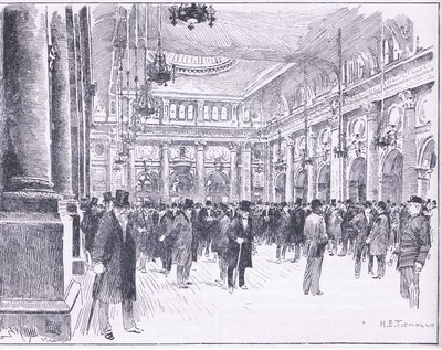 داخل التبادل الملكي في مانشستر ، صورة توضيحية من كاسلز لتاريخ إنجلترا ، 1900s بواسطة هنري إدوارد تدمرش