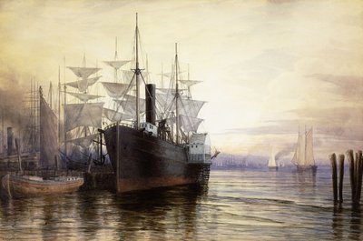 غروب الشمس ، ميناء نيويورك ، 1880 بواسطة هنري فارر
