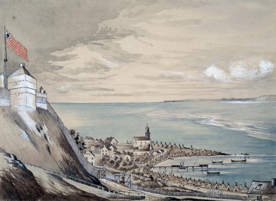 حصن وقرية ماكيناو ، مع المعسكر الهندي ، سبتمبر 1842 (مرحاض على ورق) بواسطة هنري فرانسيس أينسلي