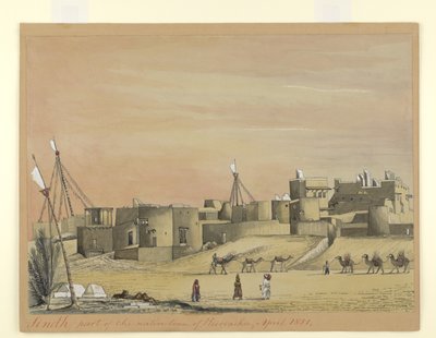جزء من بلدة كوراتشي الأصلية (كراتشي) ، أبريل 1851 (ألوان مائية على ورق) بواسطة هنري فرانسيس أينسلي