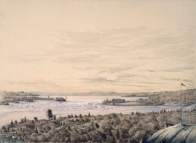Sault de Ste. ماري بين بحيرات هورون وسوبريور ، 1842 (مرحاض على ورق) بواسطة هنري فرانسيس أينسلي
