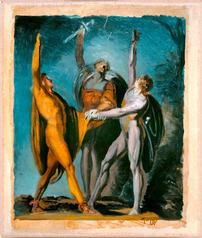 رسم تخطيطي لـ "القسم على Rütli" ، شخصية أنثوية (ظهر) بواسطة يوهان هاينريش فوسلي