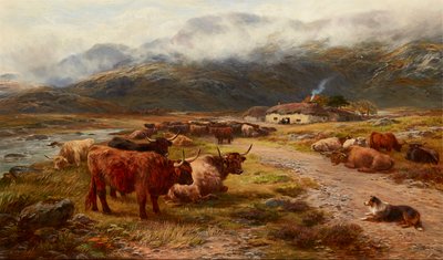 Highland Drove Resting ، Argyllshire (زيت على قماش) بواسطة هنري جارلاند