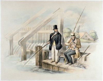 صيد سمك السلمون المرقط ، Beddington Park ، من مجموعة من ست صور لـ "Angling" (ليثو ملونة يدويًا) بواسطة هنري هيث