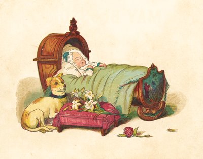 الأميرة فيكتوريا نائمة في سريرها (لون ليثو) بواسطة Henry Hetherington Emmerson