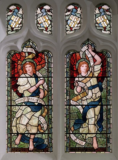 Grasmere ، St Oswald ، James Powell & Sons ، Henry Holiday ، Ministering Angels ، 1893 بواسطة هنري عطلة