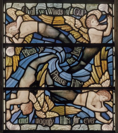 O All Ye Winds Of The Gods ، تفاصيل نافذة Benedicite ، c.1895 (زجاج ملون) بواسطة هنري عطلة