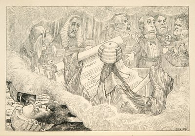 قال القاضي: يجب أن تعرف - لكن سنارك صاح الهراء! &39;، من The Hunting of the Snark ، عذاب في ثمانية نوبات ، بقلم لويس كارول ، حانة. 1876 بواسطة هنري عطلة