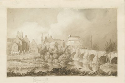 جسر ومدينة بيرتون أبون ترينت: رسم بني داكن ، بدون تاريخ [سي 1840] بواسطة هنري جيمس نويز