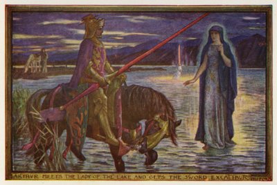 آرثر يلتقي سيدة البحيرة ويحصل على Sword Excalibur (لون ليثو) بواسطة هنري العدل فورد