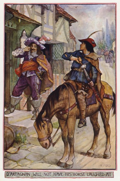 لن يضحك D'Artagnan على حصانه ، مشهد من The Three Musketeers ، بواسطة الكسندر دوماس (لون ليثو) بواسطة هنري العدل فورد