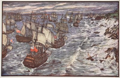خليج كويبرون ، 1759 ، رسم توضيحي من "تاريخ إنجلترا" بواسطة CRL Fletcher و Rudyard Kipling ، 1911 بواسطة هنري العدل فورد
