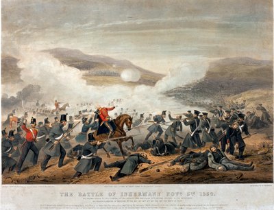 معركة إنكرمان في 5 نوفمبر 1854 ، نقشها إدموند ووكر (fl. 1836-62) 1854 بواسطة هنري مارتنز