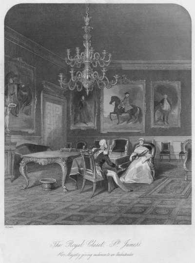 الحجرة الملكية. - القديس جاميس. جلالة الملكة تطلع سفيرًا ، c1841 بواسطة هنري ملفيل