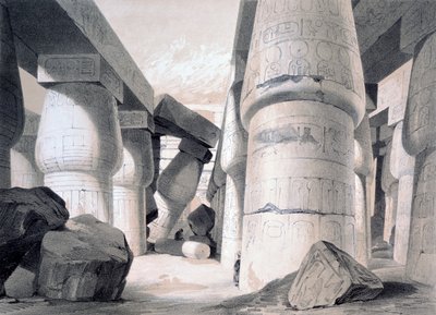 داخل قاعة الكرنك الكبرى ، مصر ، 1845 بواسطة هنري بيلو
