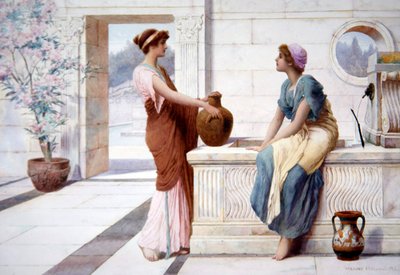 القيل والقال ، 1895 (ألوان مائية على اللوحة) بواسطة هنري ريلاند