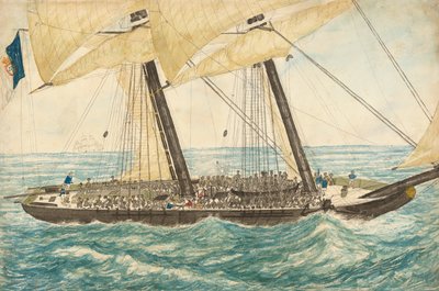 النازع البرتغالي Diligenté الذي استولى عليه HM Sloop Pearl وعلى متنه 600 عبد ، مايو 1838. بواسطة هنري صموئيل هوكر