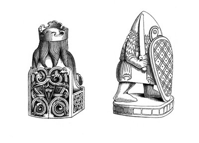 Chessmen ، القرن الثاني عشر ، 1843. بواسطة هنري شو