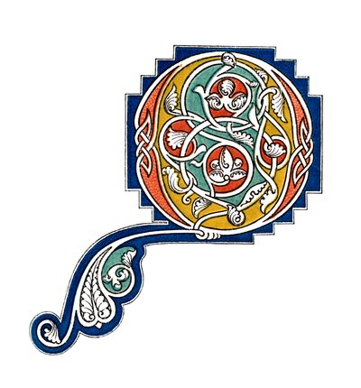 الحرف الأول Q ، القرن الثالث عشر ، 1843. بواسطة هنري شو