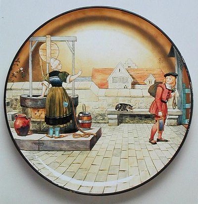 الطفولية ، رسم توضيحي لـ "العصور السبع للإنسان" لشكسبير ، لوحة شاحن صنعها استوديو Minton's Art Pottery Studio بواسطة هنري ستايسي ماركس
