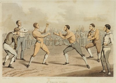 A Prize Fight, engraved by J. Clark, published in 1820 (aquatint) بواسطة هنري توماس (بعد) ألكين