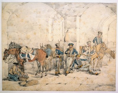 الفرسان في شبه الجزيرة ، ربما الفرسان الأول ، الفيلق الألماني للملك ، 1808 حوالي بواسطة هنري توماس الكين