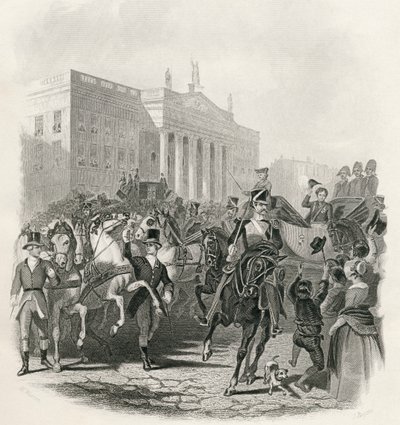 زيارة الدولة لجورج الرابع إلى أيرلندا ، 12 أغسطس 1821 ، من "تاريخ أيرلندا" بقلم توماس رايت ، نُشرت عام 1854 بواسطة هنري وارن