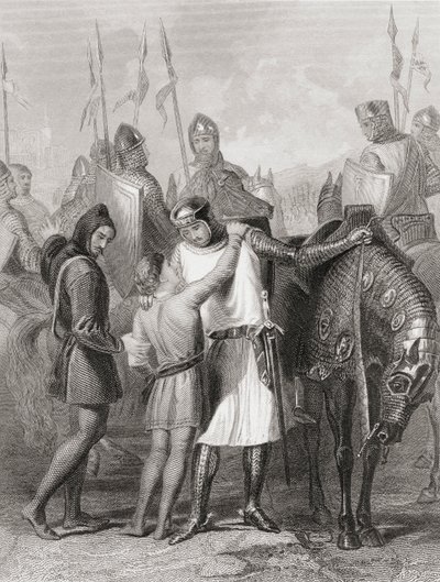 ريتشارد ، إيرل بيمبروك ، أخذ إجازة شقيقه قبل مغادرته إلى أيرلندا عام 1169 ، من "تاريخ أيرلندا" بقلم توماس رايت ، نُشر عام 1854 بواسطة هنري وارن