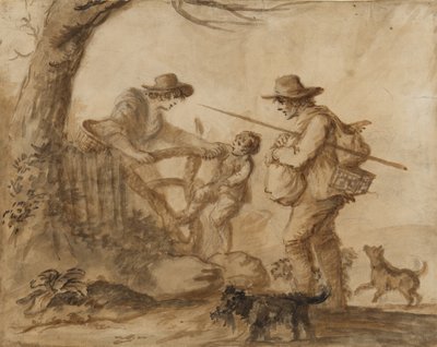 A Rustic Family، c.1780 (قلم ، فرشاة وحبر بني داكن على ورق) بواسطة هنري ويليام بنبري