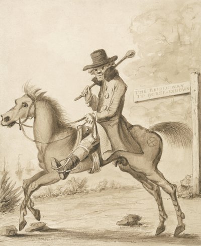 رسم توضيحي لـ H. Bunbury ، أكاديمية الفرسان الناضجين: القليل من الدم (قلم وحبر مع غسل على الورق) بواسطة هنري ويليام بنبري