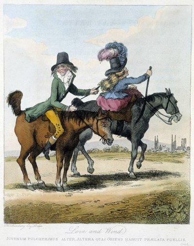 الحب والريح - في "" الكاريكاتير الإنكليزي سور les manners de ركوب الخيل "، سوء. بواسطة HW Bunbury ، ed. جون ستوكديل بواسطة هنري ويليام بنبري