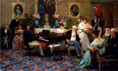 شوبان يعزف على البيانو في صالون الأمير رادزيويلز ، 1887 بواسطة هنريك سيميردزكي