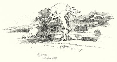 Chatsworth, Derbyshire, in 1775 (litho) بواسطة هربرت (بعد) رايلتون