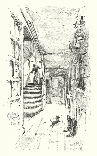 Cheshire Cheese, Fleet Street, London (litho) بواسطة هربرت (بعد) رايلتون