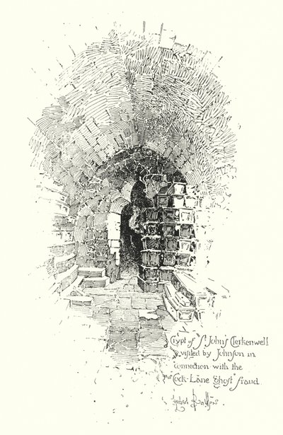 Crypt ، St John’s Clerkenwell ، زارها الدكتور جونسون فيما يتعلق بالاحتيال Cock Lane Ghost (litho) بواسطة هربرت (بعد) رايلتون