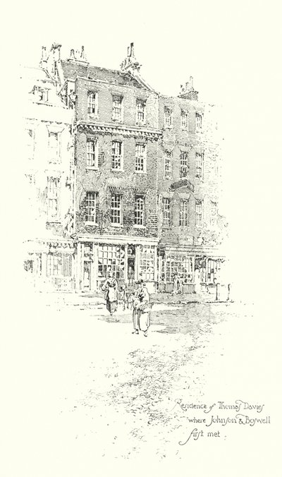 Residence of Thomas Davies, London, where Dr Johnson and James Boswell first met (litho) بواسطة هربرت (بعد) رايلتون