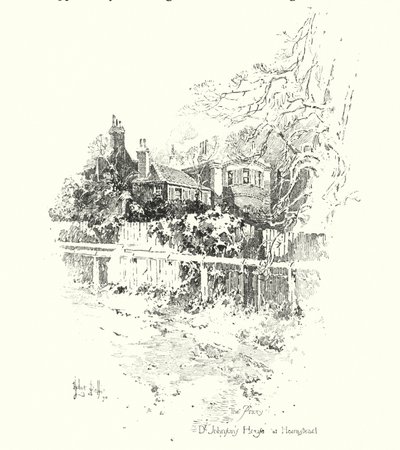 The Priory, Dr Johnsons House, at Hampstead, London (litho) بواسطة هربرت (بعد) رايلتون