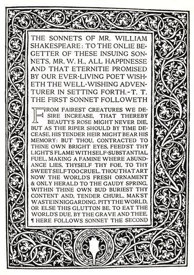 مطبعة ريكاردي: صفحة من Sonnets of Shakespeare ، c.1914 بواسطة هربرت بيرسي هورن