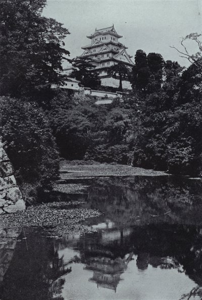 A Feudal Castle, from the Moat (b/w photo) بواسطة هربرت بونتينج
