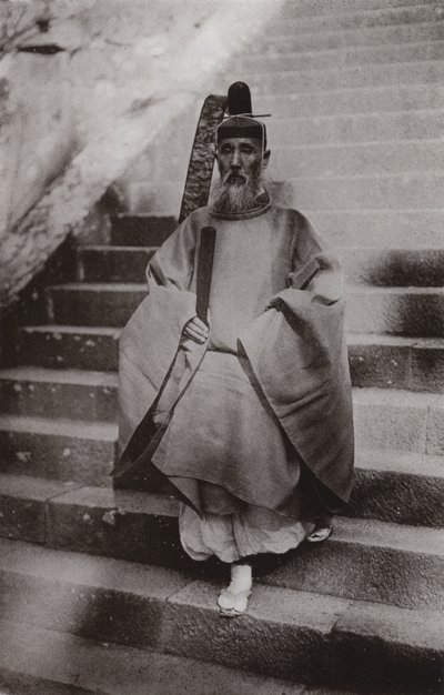 A Shinto Priest (b/w photo) بواسطة هربرت بونتينج
