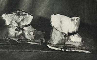 Finnesko مزود بأحذية التزلج المعروضة أعلاه ، c19101913 ، 1913 بواسطة هربرت بونتينج