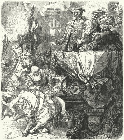 دوق Ulrich من Wuttemberg يتواضع أمام الإمبراطور الروماني المقدس تشارلز الخامس ، 1548 بواسطة هيرمان فوجل