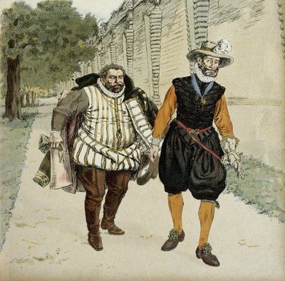 هنري الرابع (1553-1610) وشارل دي لورين ، دوق ماين (1554-1611). أول مقابلة تصالحية بين العدوين ، مايين ، زعيم المحاربين والملك ، في حدائق شاتو دي مونتسو ، في بري ، في عام 1596. رسم توضيحي بواسطة هيرمان فوجل