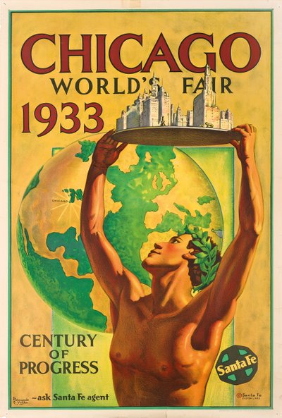 إعلان ملصق للمعرض العالمي لعام 1933 في شيكاغو بواسطة فيلا هيرناندو