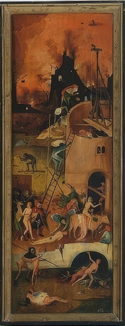عربة القش (بالثلاثي). اللوحة اليسرى. حوالي 1515 بواسطة هيرونيموس بوش