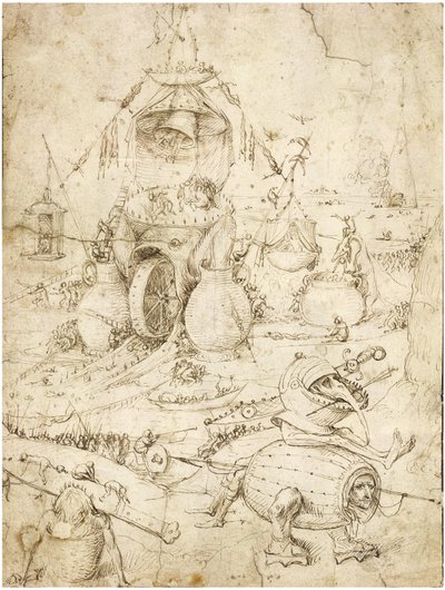 المناظر الطبيعية الجهنمية مثل بوش ، هيرونيموس (سي 1450-1516). قلم ، حبر بني هندي على ورق ، ج. 1500 مجموعة خاصة بواسطة هيرونيموس بوش