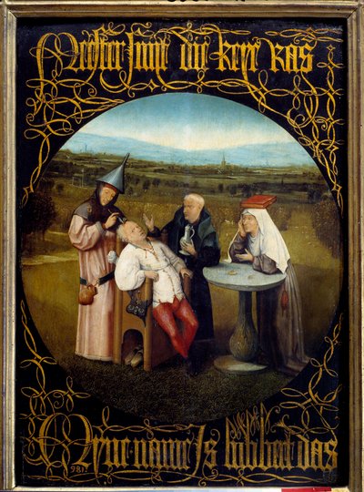 استخراج حجر فولي. اللوحة التي رسمها هيرونيموس فان أيكن (أكين) ديت جيروم بوش (1450-1516) بواسطة هيرونيموس بوش